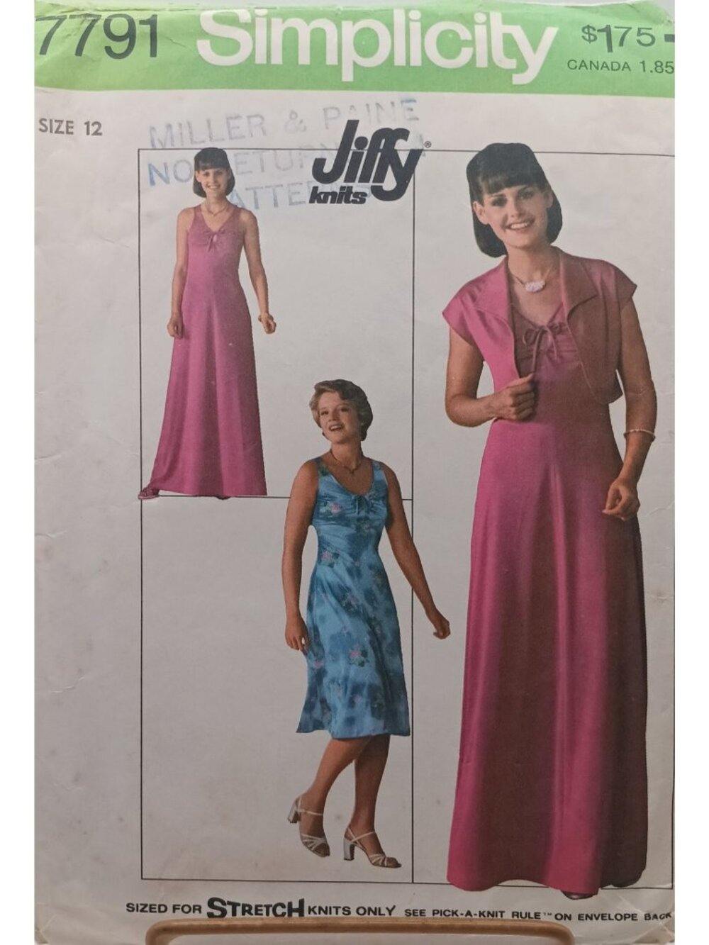 Simplicity 7791 Jiffy Knits Sewing Pattern Misses Pullover Dress & Jacket